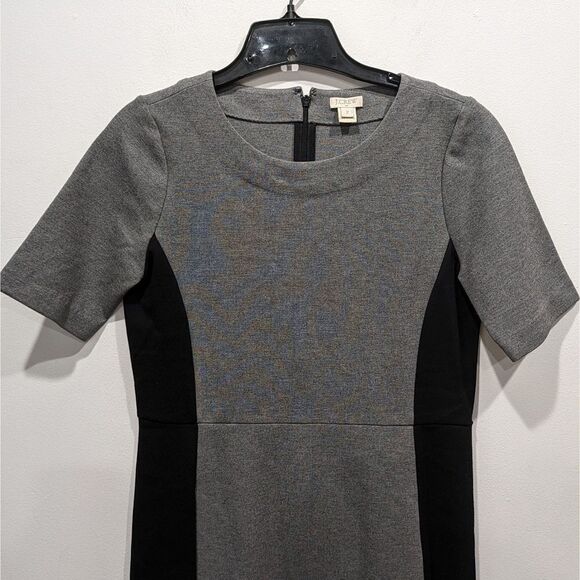 J. Crew Gray & Black Colorblock Ponte Jersey Knit Sheath Dress, 2 - Picture 5 of 12